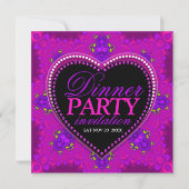 Rosa Bohemisch Groovy Girl Liebe Abendessen Party Einladung (Vorderseite)