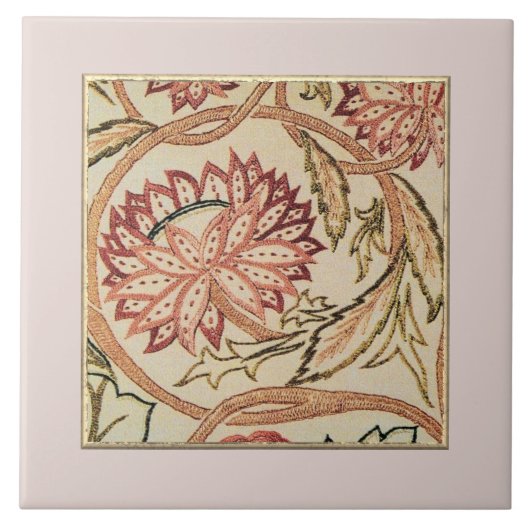 Rosa Bohemische Blume Keramik Tile Fliese (Vorderseite)