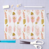 Rosa Bohemische Federn mit Goldfolie Seidenpapier (Handwerk)