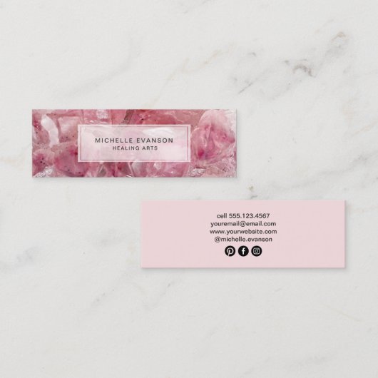 Rosa Bohemische Kristallheilkunst Mini Visitenkarte (Vorne/Hinten)