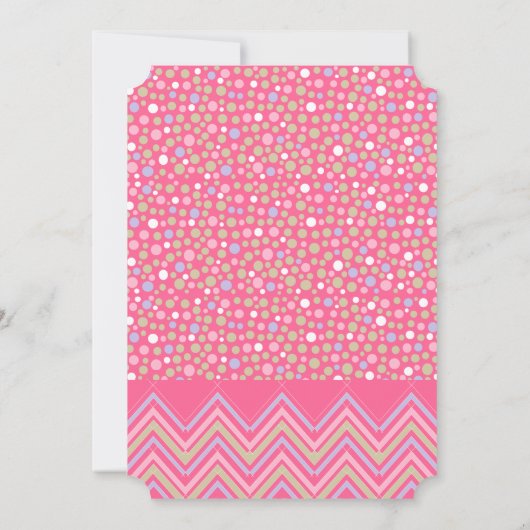 Rosa Bohemischer Elefant und Zickzack Babydusche Einladung (Rückseite)