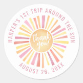 Rosa Boho 1. Reise um die Sonne Runder Aufkleber (Vorderseite)