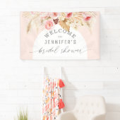 Rosa Boho Arch Pampas Brautparty  Banner (Insitu)