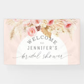 Rosa Boho Arch Pampas Brautparty  Banner (Horizontal)