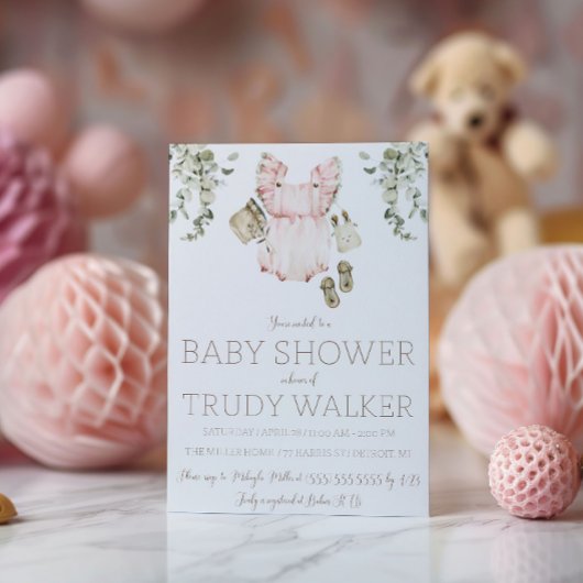 Rosa Boho-Baby-Shower Einladung