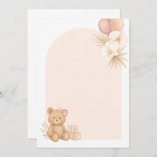 Rosa Boho Babydusche Einladung Hintergrund | Bearb (Vorne/Hinten)