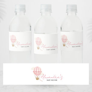 Rosa Boho-Bär-Baby-Party Wasserflaschenetikett