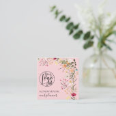 Rosa Boho Blumen-Event-Planer Logo Quadratische Visitenkarte (Stehend Vorderseite)