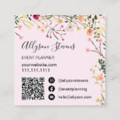 Rosa Boho Blumen-Event-Planer Logo Quadratische Visitenkarte (Rückseite)