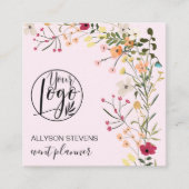 Rosa Boho Blumen-Event-Planer Logo Quadratische Visitenkarte (Vorderseite)