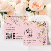 Rosa Boho Blumen-Event-Planer Logo Quadratische Visitenkarte