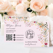 Rosa Boho Blumen-Event-Planer Logo Quadratische Visitenkarte