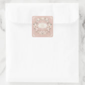 Rosa Boho-Blumen-Monogramm Quadratischer Aufkleber (Tasche)