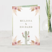 Rosa Boho Blumen Pampas Kactus QR Code Hochzeit Einladung (Vorderseite)
