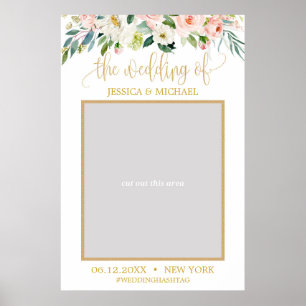 Rosa Boho-Blumen- und Gold-Glitter-Hochzeit Poster
