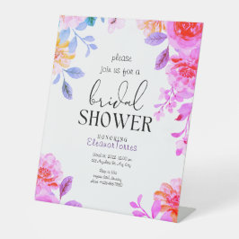 Rosa-boho-Blumendusche Einladung Sockelschild