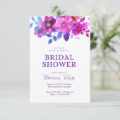 Rosa boho blumengeschmücktes Brautparty Einladung (Stehend Vorderseite)