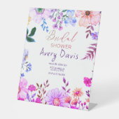 Rosa boho blumengeschmücktes Brautparty Sockelschild (Vorderseite)