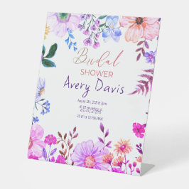 Rosa boho blumengeschmücktes Brautparty Sockelschild