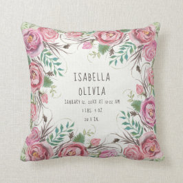 Rosa BOHO BlumengrenzRosen-Farn-Baby-Namen-Notfall Kissen