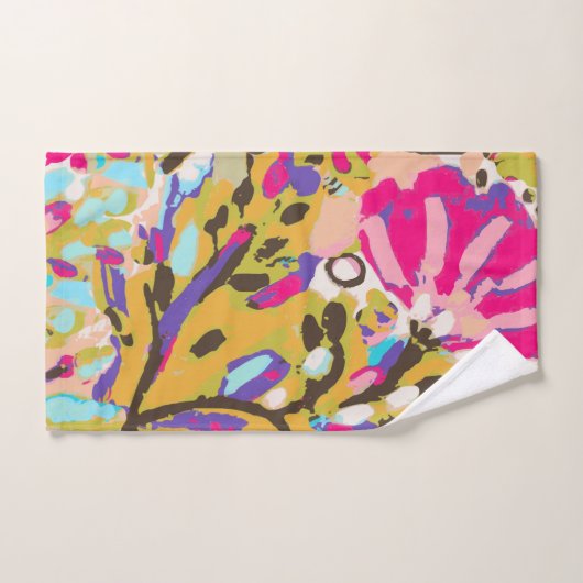 Rosa Boho Blumeni Badhandtuch Set (Handtuch)