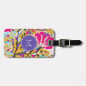 Rosa Boho Blumeni Gepäckanhänger (Vorderseite horizontal)