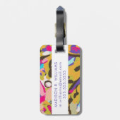 Rosa Boho Blumeni Gepäckanhänger (Rückseite vertikal)