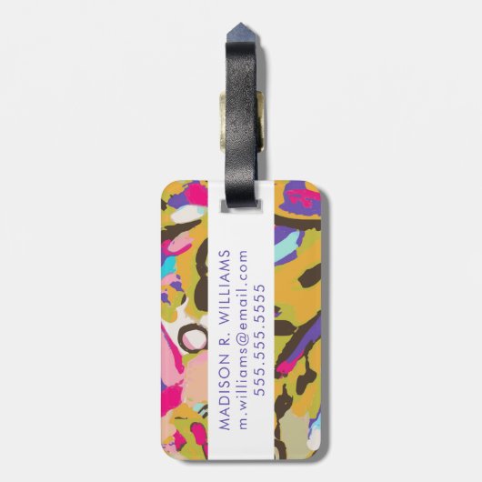 Rosa Boho Blumeni Gepäckanhänger (Rückseite vertikal)