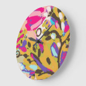 Rosa Boho Blumeni Große Wanduhr (Winkel)