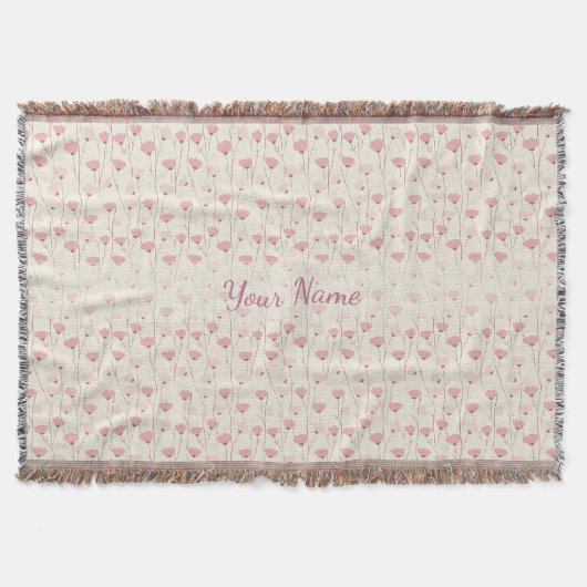 Rosa Boho Blumenmuster personalisiert Decke (Vorderseite)