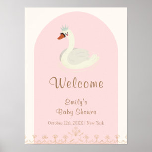 Rosa Boho-Bogen Prinzessin Schwan Baby Shower Will Poster