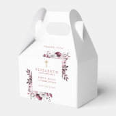 Rosa Boho Botanische Flora Erste Heilige Kommune Geschenkschachtel (Rückseite)