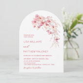 Rosa Boho Chic Blumen Weiße Hochzeit Einladung (Stehend Vorderseite)