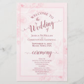 Rosa Boho Chic Pfingstrosen Budget-Hochzeitsprogra (Vorderseite)