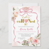 Rosa Boho Coquette Pampas Gras verdient hat Abschl Einladung (Vorderseite)