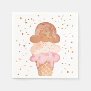 Rosa Boho Eiscreme Kone Confetti Papier Napkins Serviette