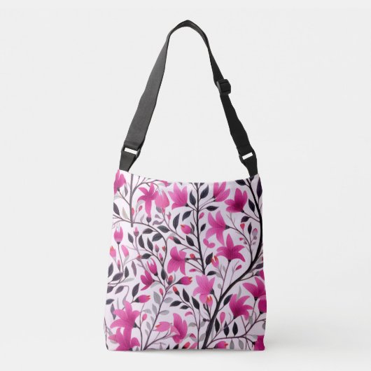 Rosa Boho Flora Tragetaschen Mit Langen Trägern (Vorderseite)