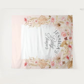 Rosa Boho Floral Pampass Mädchen Dusche Hintergrun Wandteppich (Vorderseite (Horizontal))