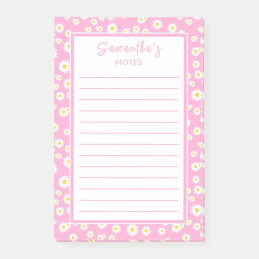 Rosa Boho-Frühlingsgänseblümchen Post-it Klebezettel (Vorderseite)