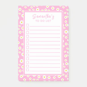 Rosa Boho-Frühlingsgänseblümchen To-Do-Liste Post-it Klebezettel