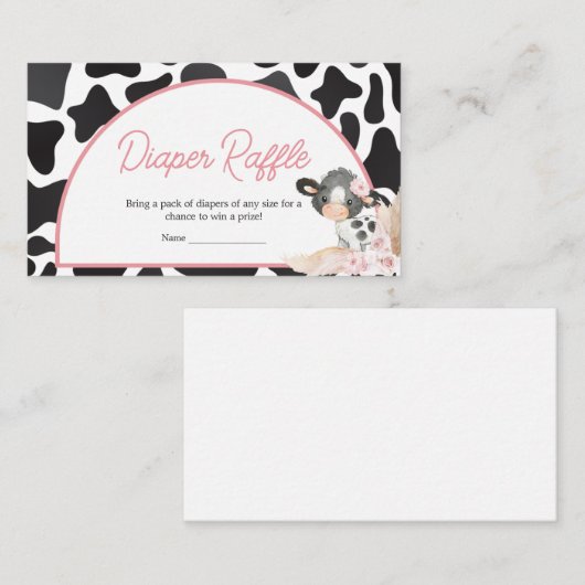 Rosa Boho Highland Kuh Babydusche Windelwindeln Begleitkarte (Vorne/Hinten)