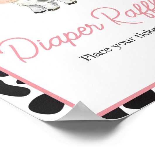 Rosa Boho Highland Kuh Diaper Raffel Poster (Ecke)