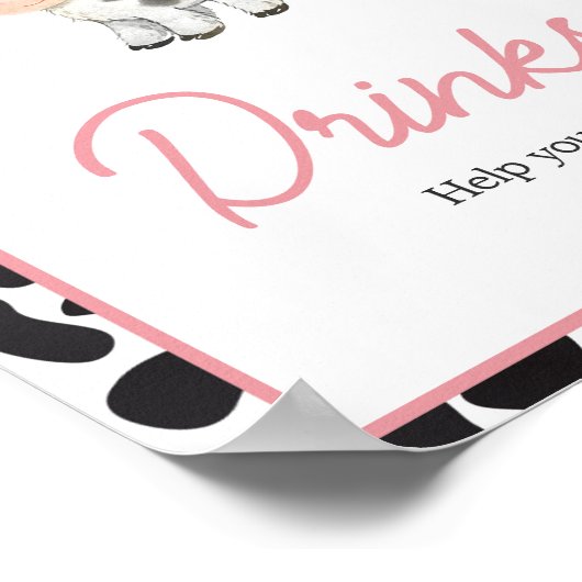 Rosa Boho Highland Kuh Drinks Poster (Ecke)