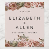 Rosa Boho Kernbrenner verzaubert beim Hochzeitsgla Weinetikett (Einzelnes Label)