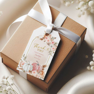 Rosa Boho-Kürbis-Geschenkanhänger für Baby-Einweih Geschenkanhänger