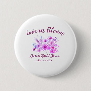 rosa boho Liebe in Blüte Brautparty Name Retro Button