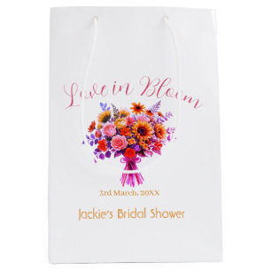 rosa boho Liebe in Blüte Brautparty Name Retro Mittlere Geschenktüte