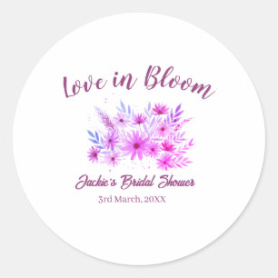 rosa boho Liebe in Blüte Brautparty-Name Retro Runder Aufkleber