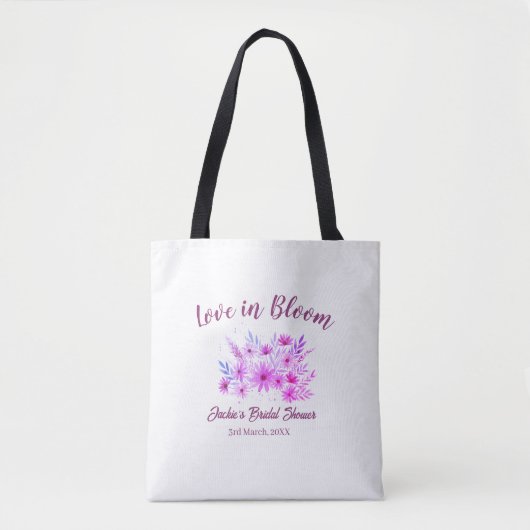 rosa boho Liebe in Blüte Brautparty Name Retro Tasche (Vorderseite)