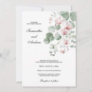 Rosa Boho-Orchideen-Hochzeitsthema Einladung